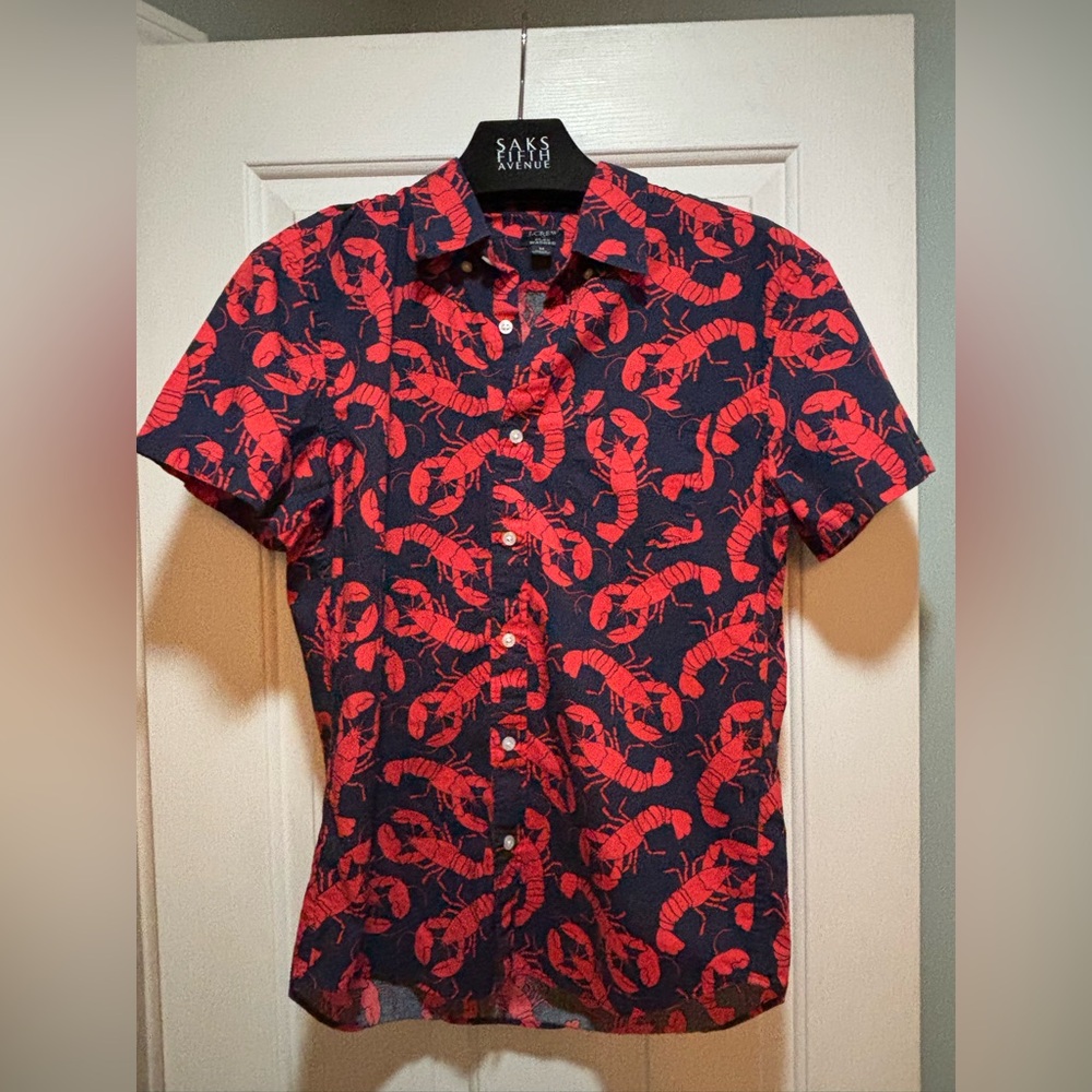 🦞Men’s J.CREW short sleeve lobster shirt!🦞